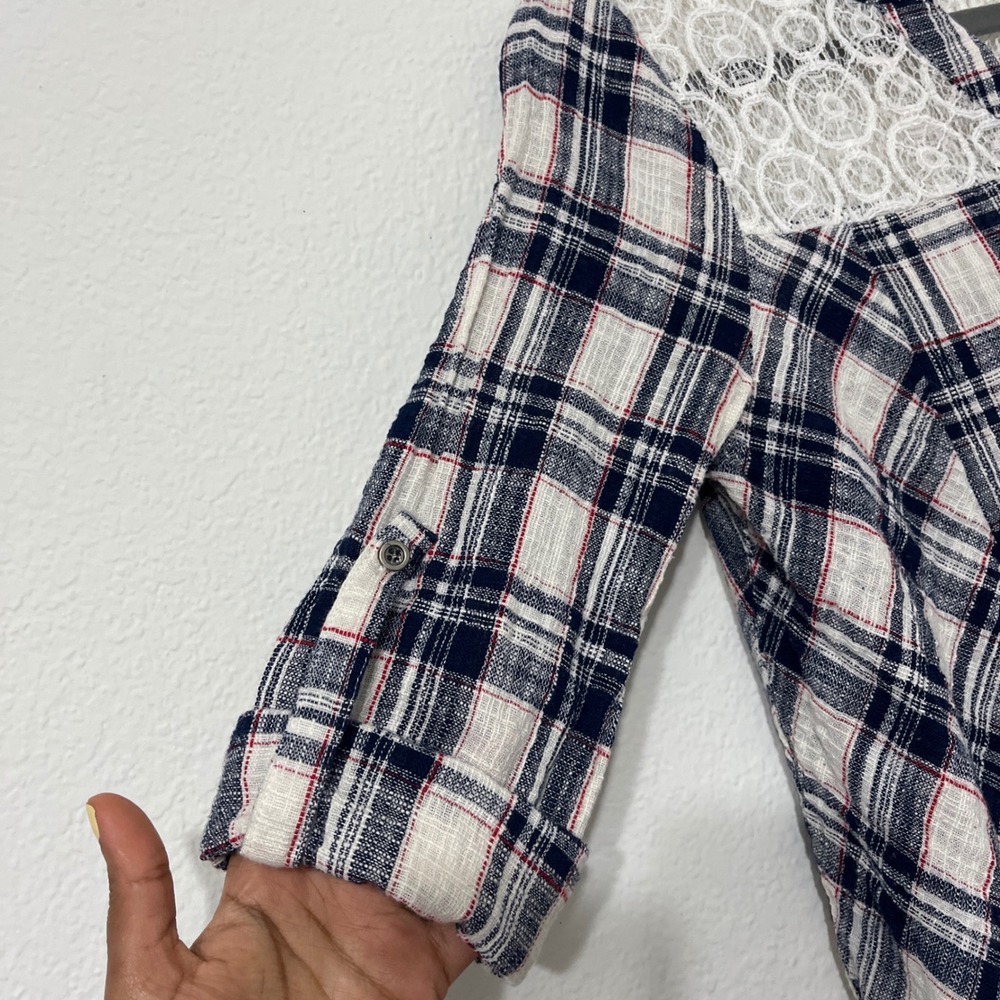ODDI Plaid Asymmetrical Hem Boho Tunic Dress" Cottagecore Flowy Size M - Picture 4 of 8